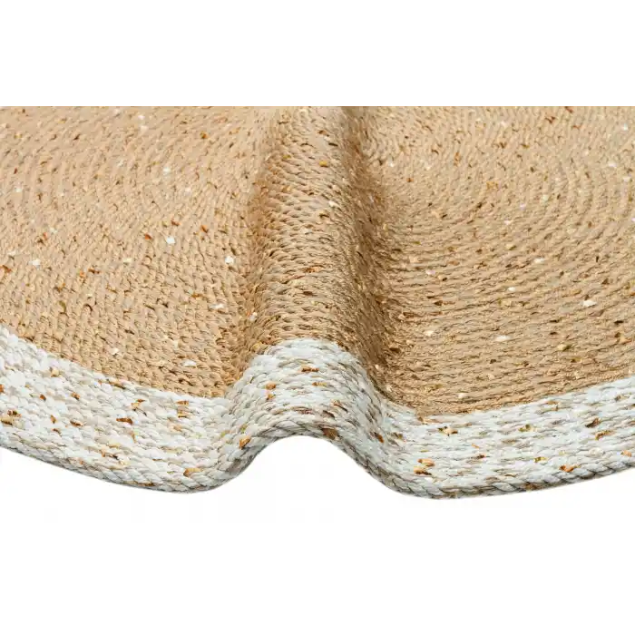 Patna PTN 02 Natural White Jüt Hasır Görünümlü Hav Toz Vermez Dekoratif Örgü Halı