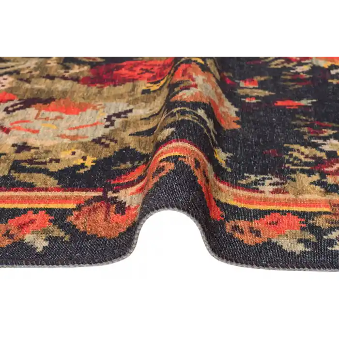 Ruby RB 04 Antrasit Yıkanabilir Kolay Kullanımlı Modern ve Geleneksel Desenlere Sahip Renkli Kilim