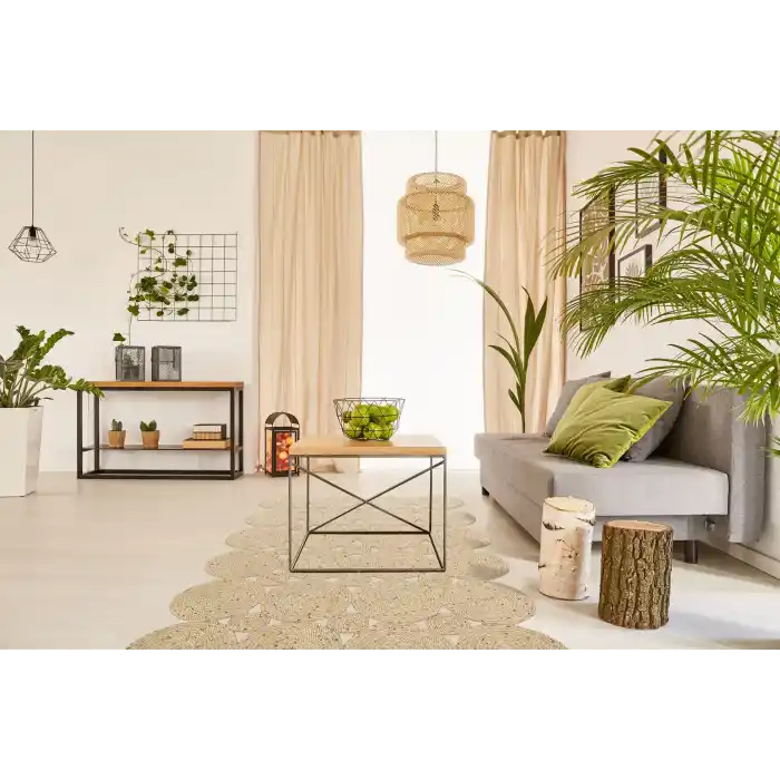 Patna PTN 01 Natural Jüt Hasır Görünümlü Hav Toz Vermez Dekoratif Örgü Halı