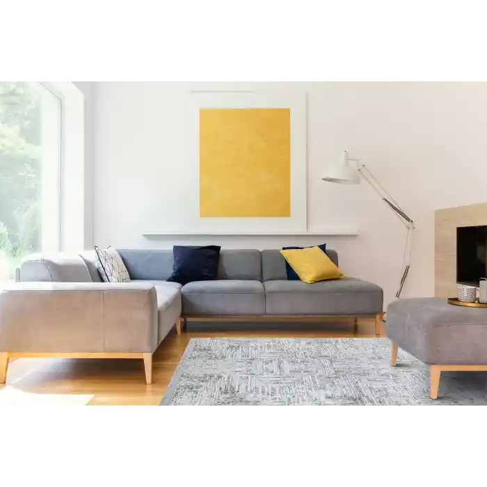 SATEEN HALI 0145 Hav Toz Vermez Yıkanabilir Kaymaz İnce Dokuma Modern Halı