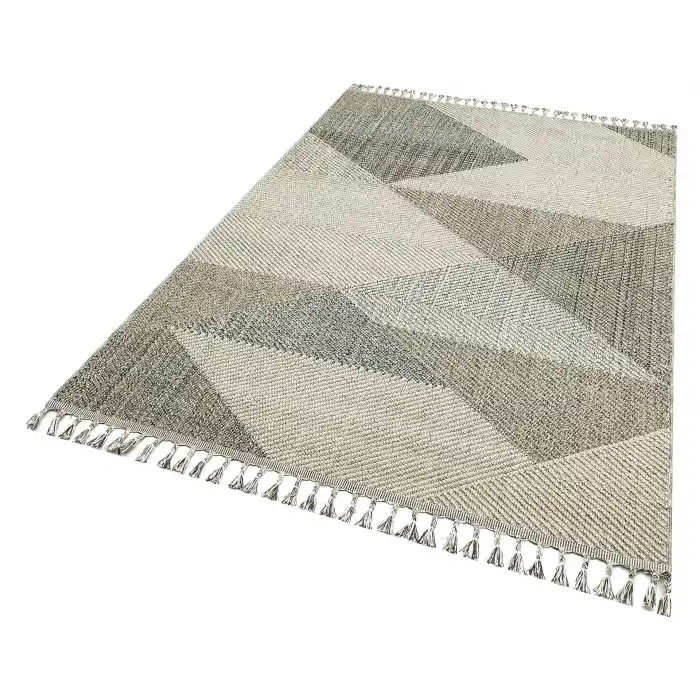 Soho Sh 08 Grey Multy Hav Vermeyen Özel Ipler Ile Üretilen Etnik Örgü Desenlere Sahip Makine Halısı