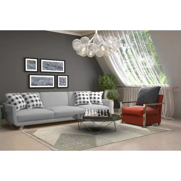 Soho Sh 08 Grey Multy Hav Vermeyen Özel Ipler Ile Üretilen Etnik Örgü Desenlere Sahip Makine Halısı