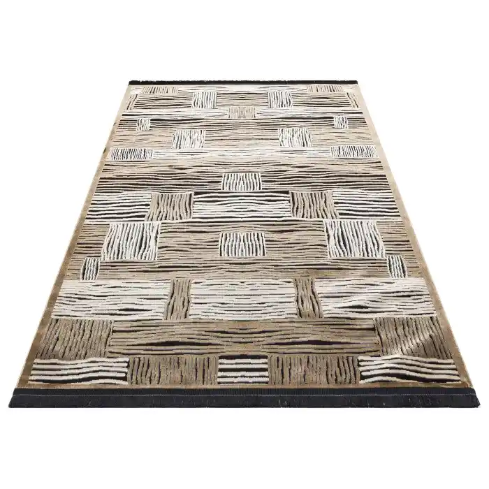 SATEEN HALI 0386 Hav Toz Vermez Yıkanabilir Kaymaz İnce Dokuma Modern Halı