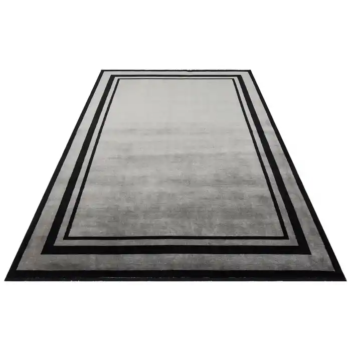 VOGUE HALI 0186 El Emeği ile Özel Tezgahlarda Üretilen Şık Bordür Desenli Art Deco Bambu Uşak Halısı