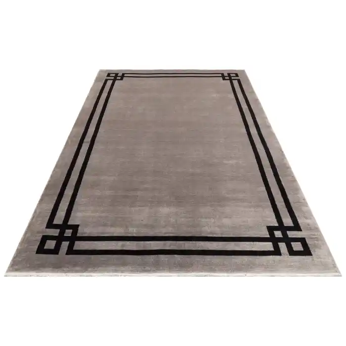 VOGUE HALI 0102 El Emeği ile Özel Tezgahlarda Üretilen Şık Bordür Desenli Art Deco Bambu Uşak Halısı