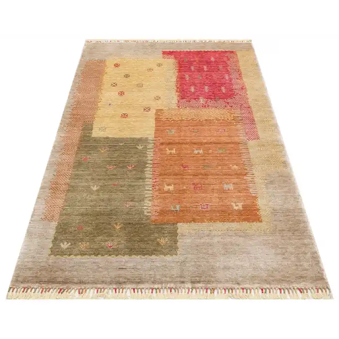 ZARA HALI 0089 Otantik Desenli Özel Hav Vermeyen ve Kolay Temizlenebilir Tensel Kullanılarak El Emeği ile Özel Tezgahlarda Üretilen Modern Uşak Halısı