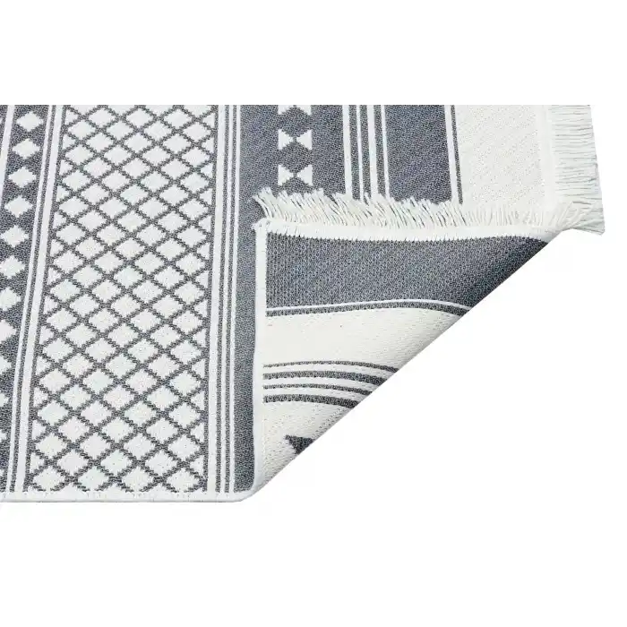 Arya Ar 07 Grey %100 Geri Dönüşümlü Pamuktan Çift Taraflı Yıkanabilir Modern Dekoratif Kilim
