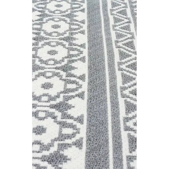 Arya Ar 07 Grey %100 Geri Dönüşümlü Pamuktan Çift Taraflı Yıkanabilir Modern Dekoratif Kilim