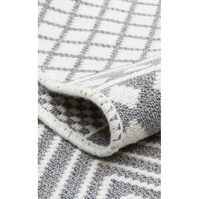 Arya Ar 07 Grey %100 Geri Dönüşümlü Pamuktan Çift Taraflı Yıkanabilir Modern Dekoratif Kilim