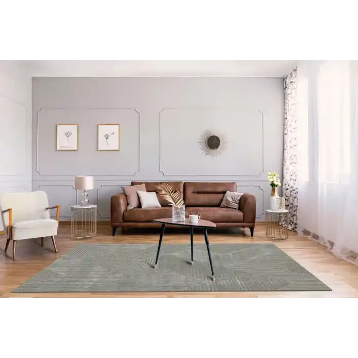 ZENITH HALI 0005 Yüksek Alçak Dokulu Naturel Yün ve Viskon Modern Dokuma Halı