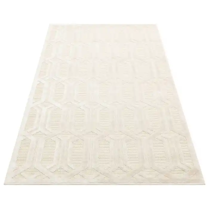 ZENITH HALI 0107 Yüksek Alçak Dokulu Naturel Yün ve Viskon Modern Dokuma Halı