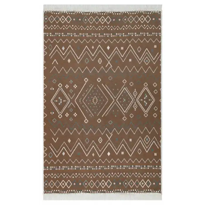 Arya Ar 05 Beige Blue %100 Geri Dönüşümlü Pamuktan Çift Taraflı Yıkanabilir Modern Dekoratif Kilim