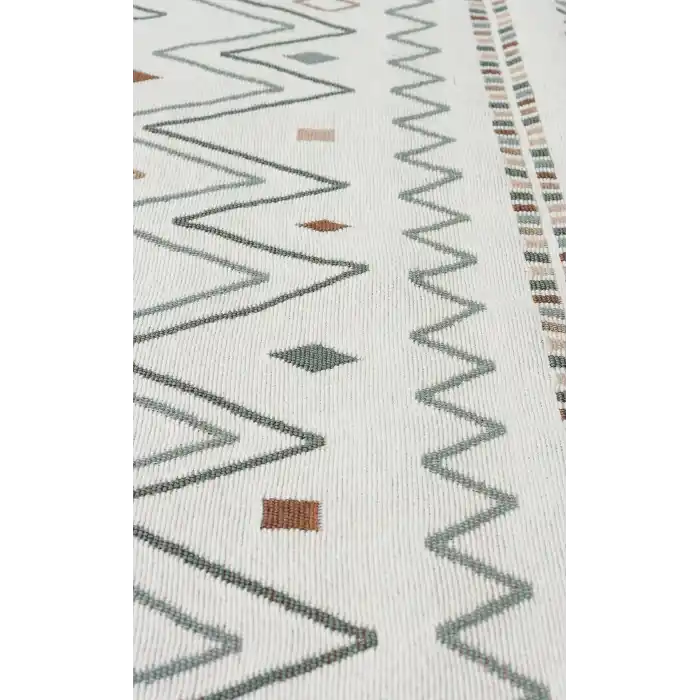Arya Ar 05 Beige Blue %100 Geri Dönüşümlü Pamuktan Çift Taraflı Yıkanabilir Modern Dekoratif Kilim