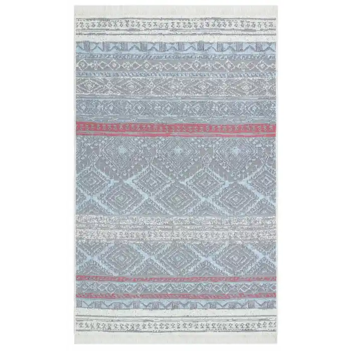 Arya Ar 04 Pink Aqua %100 Geri Dönüşümlü Pamuktan Çift Taraflı Yıkanabilir Modern Dekoratif Kilim