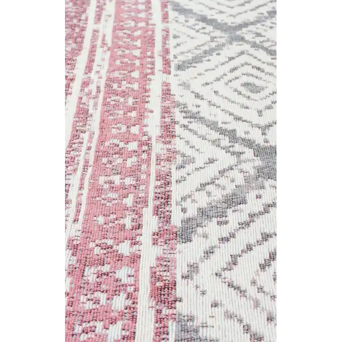 Arya Ar 04 Pink Aqua %100 Geri Dönüşümlü Pamuktan Çift Taraflı Yıkanabilir Modern Dekoratif Kilim