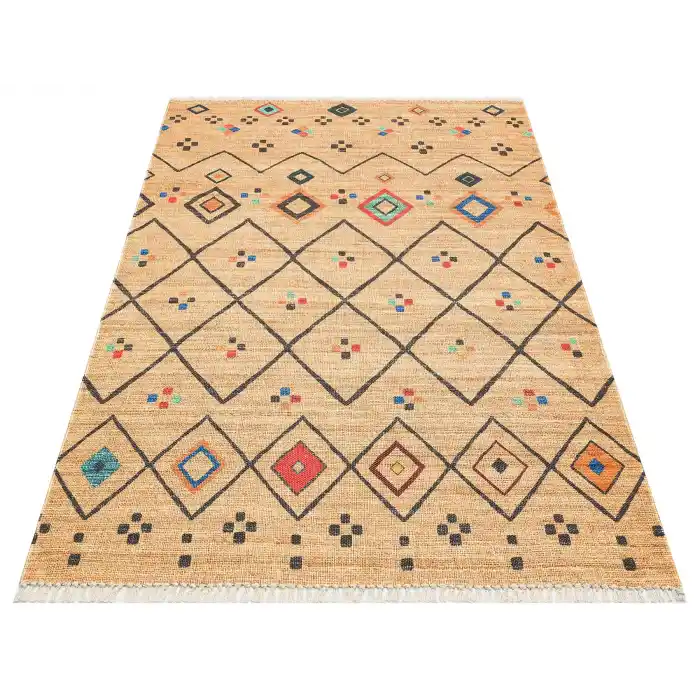 Asos As 07 Multy Jüt Hasır Görünümlü Hav Toz Vermeyen Çift Taraflı Kullanılabilen Yıkanabilir Kilim