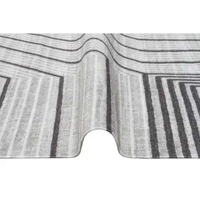 Asos As 05 Grey Jüt Hasır Görünümlü Hav Toz Vermeyen Çift Taraflı Kullanılabilen Yıkanabilir Kilim