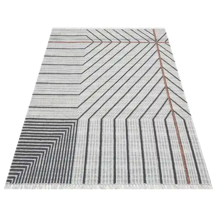 Asos As 05 Grey Jüt Hasır Görünümlü Hav Toz Vermeyen Çift Taraflı Kullanılabilen Yıkanabilir Kilim