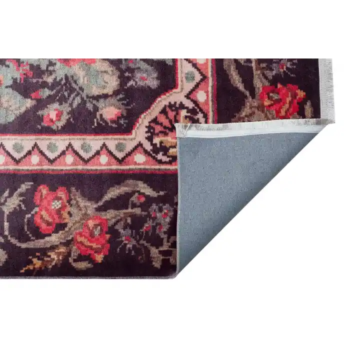 Antique ATK 03 Black Yıkanabilir Modern Ve Etnik Desenli Kaymaz Tabanlı Makine Halısı