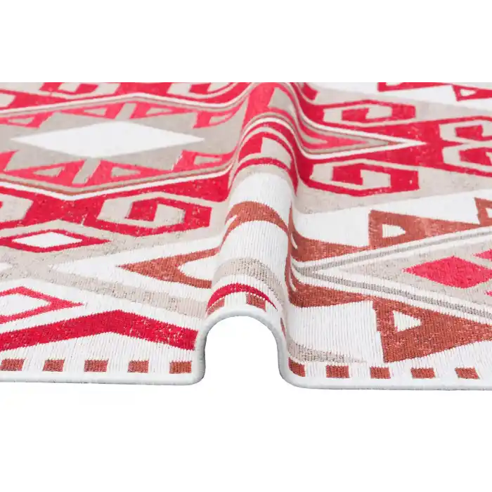 Arya Ar 08 Coral %100 Geri Dönüşümlü Pamuktan Çift Taraflı Yıkanabilir Modern Dekoratif Kilim