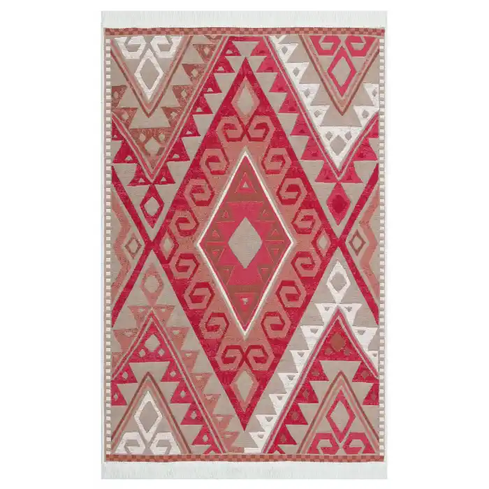 Arya Ar 08 Coral %100 Geri Dönüşümlü Pamuktan Çift Taraflı Yıkanabilir Modern Dekoratif Kilim