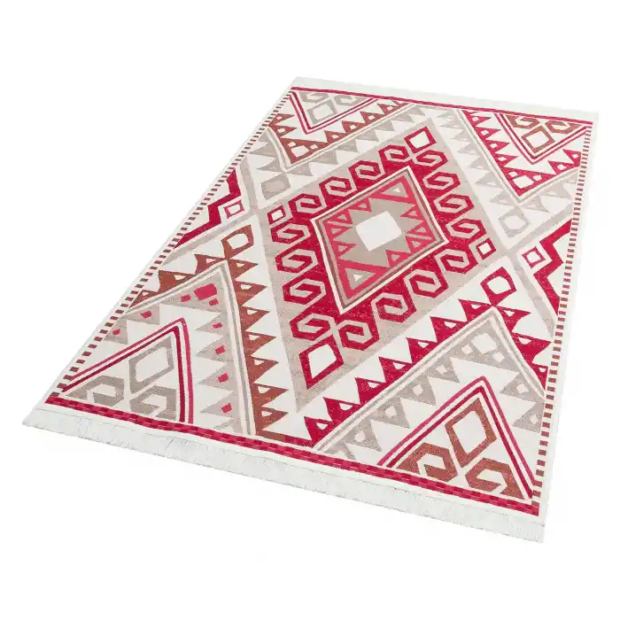 Arya Ar 08 Coral %100 Geri Dönüşümlü Pamuktan Çift Taraflı Yıkanabilir Modern Dekoratif Kilim