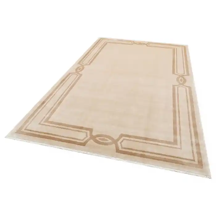 VOGUE HALI 0290 El Emeği ile Özel Tezgahlarda Üretilen Şık Bordür Desenli Art Deco Bambu Uşak Halısı