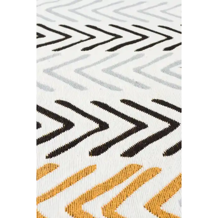 Arya Ar 19 White Black %100 Geri Dönüşümlü Pamuktan Çift Taraflı Yıkanabilir Modern Dekoratif Kilim