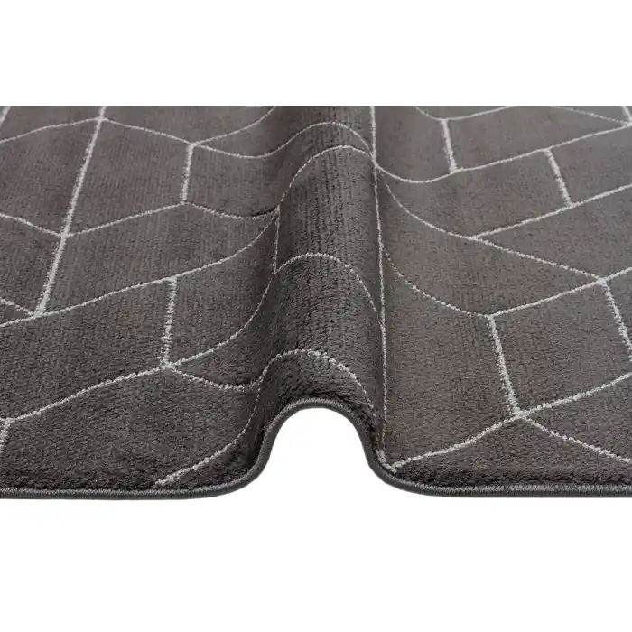 Urban 03 Black Grey Etnik Desenlere Sahip Hav Toz Vermez Yumuşak Dokulu Modern Halı