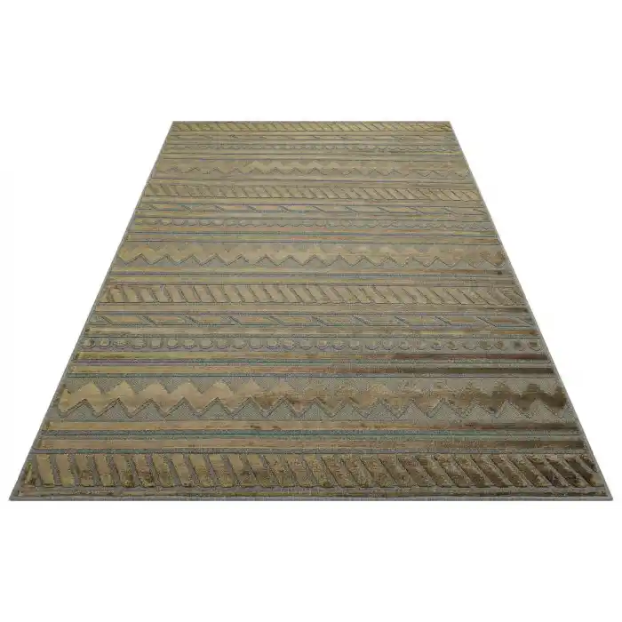 ZENITH DYED HALI 0124 Yüksek Alçak Dokulu Naturel Yün ve Viskon Modern Dokuma Halı