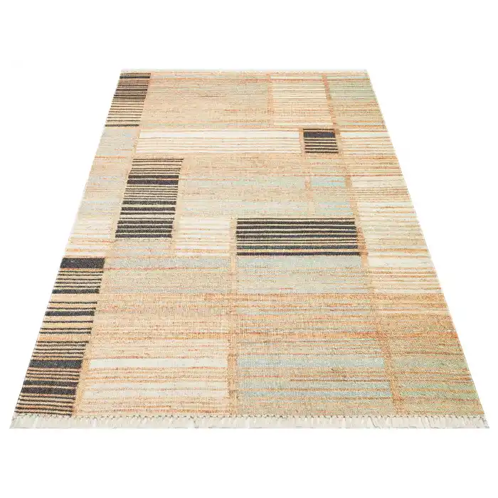 Asos As 08 Natural Grey Jüt Hasır Görünümlü Hav Toz Vermeyen Çift Taraflı Kullanılabilen Yıkanabilir Kilim