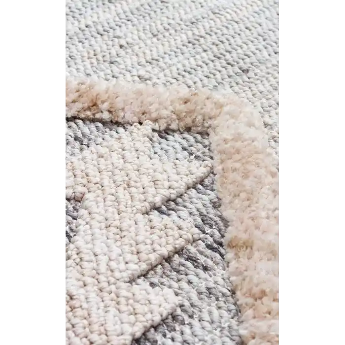 MALIBU HALI 0008 Hav Toz Vermez Yumuşak Dokulu Etnik Örgü Desenlere Sahip Modern İskandinav Halı