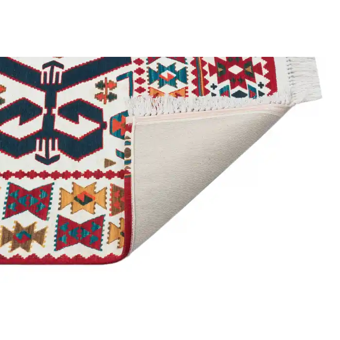 LUNA NEW HALI 0029 Otantik Geleneksel Desenli Yıkanabilir Renkli Baskı Kilim