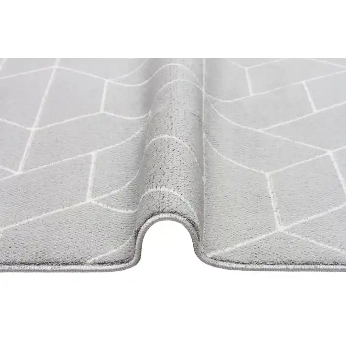 Urban 03 Grey White Etnik Desenlere Sahip Hav Toz Vermez Yumuşak Dokulu Modern Halı