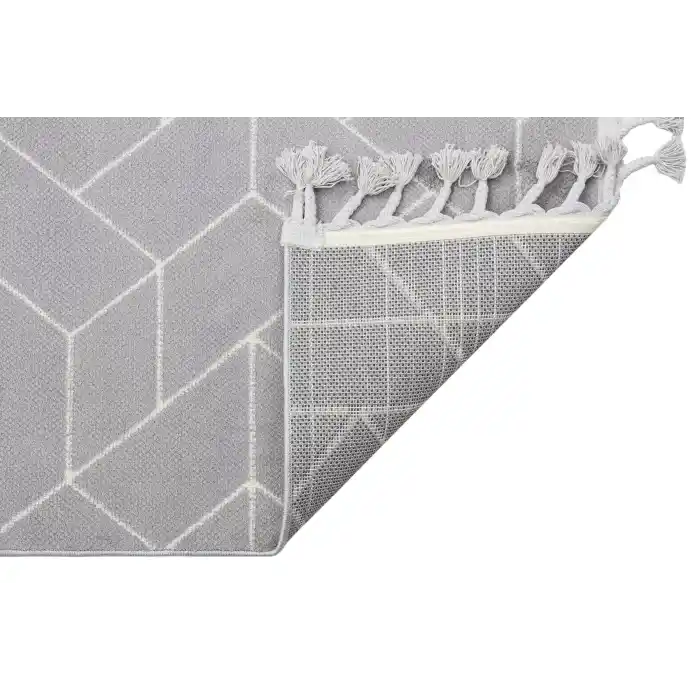 Urban 03 Grey White Etnik Desenlere Sahip Hav Toz Vermez Yumuşak Dokulu Modern Halı