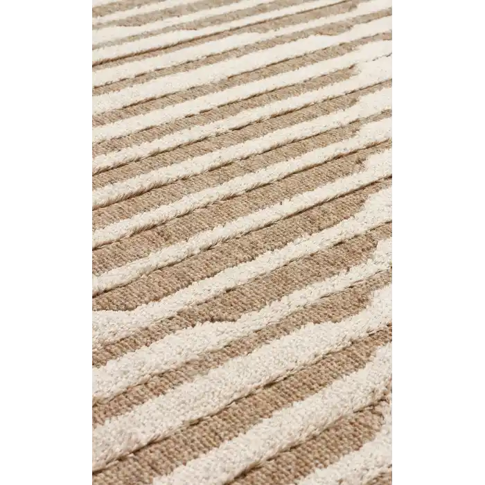 ZENITH HALI 0244 Yüksek Alçak Dokulu Naturel Yün ve Viskon Modern Dokuma Halı