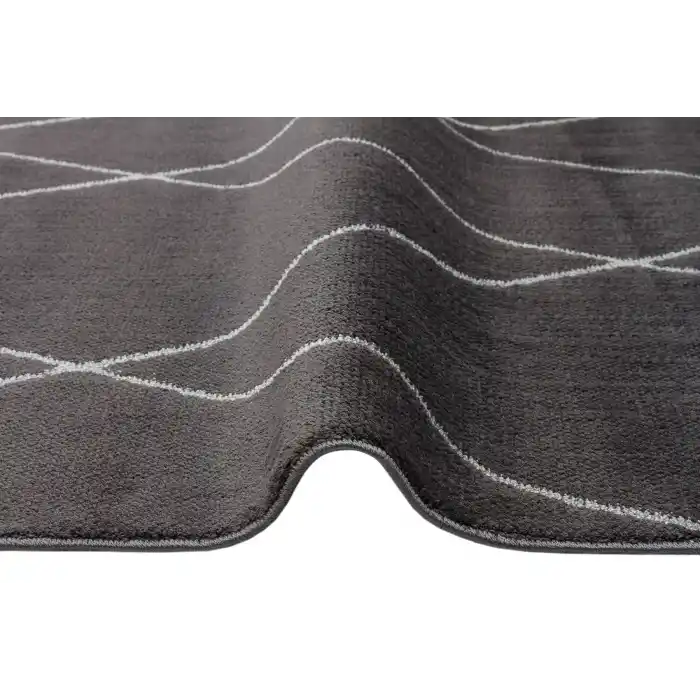 Urban 02 Black Grey Etnik Desenlere Sahip Hav Toz Vermez Yumuşak Dokulu Modern Halı