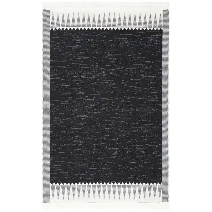 Arya Ar 22 White Black %100 Geri Dönüşümlü Pamuktan Çift Taraflı Yıkanabilir Modern Dekoratif Kilim