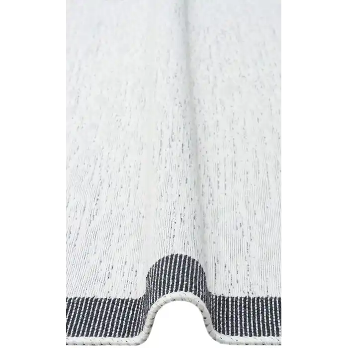 Arya Ar 22 White Black %100 Geri Dönüşümlü Pamuktan Çift Taraflı Yıkanabilir Modern Dekoratif Kilim