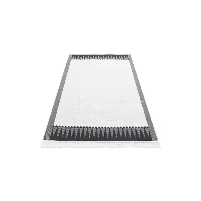 Arya Ar 22 White Black %100 Geri Dönüşümlü Pamuktan Çift Taraflı Yıkanabilir Modern Dekoratif Kilim