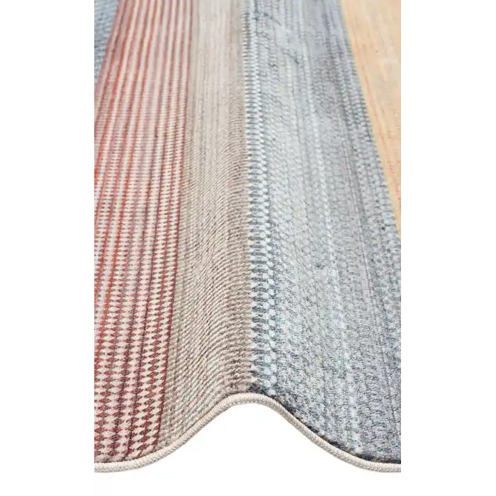 PIETRA HALI 0019 Sıcak Renk Tonlu Etnik Desenli Yumuşak Dokulu Makine Halısı