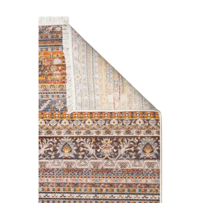 PIETRA HALI 0024 Sıcak Renk Tonlu Etnik Desenli Yumuşak Dokulu Makine Halısı