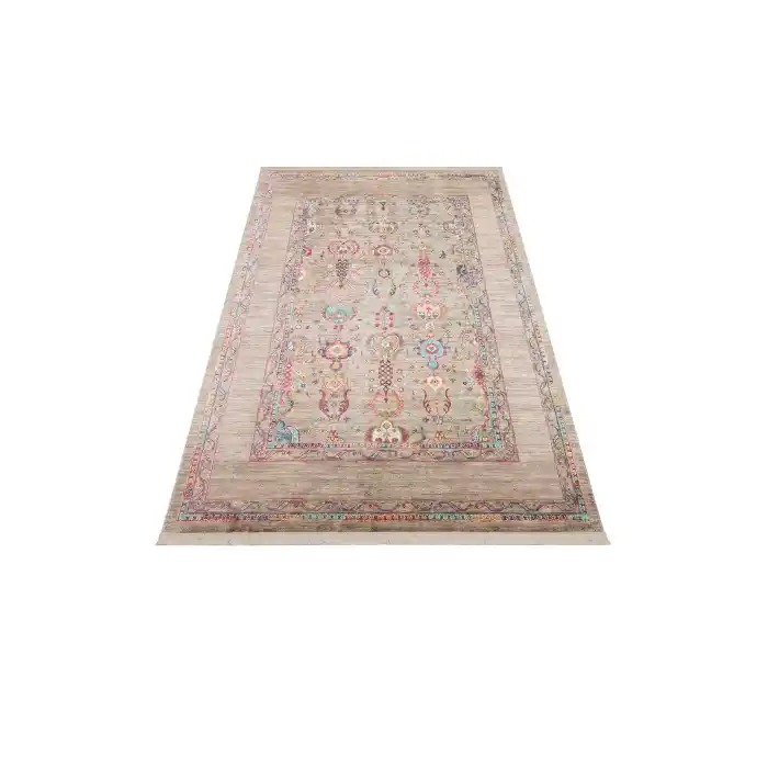Antique ATK 07 Olive Yıkanabilir Modern Ve Etnik Desenli Kaymaz Tabanlı Makine Halısı