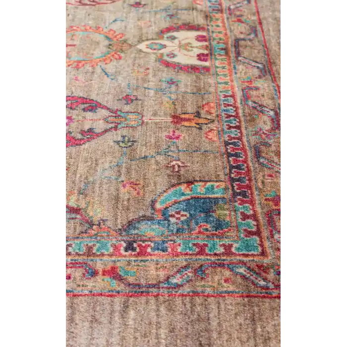 Antique ATK 07 Olive Yıkanabilir Modern Ve Etnik Desenli Kaymaz Tabanlı Makine Halısı