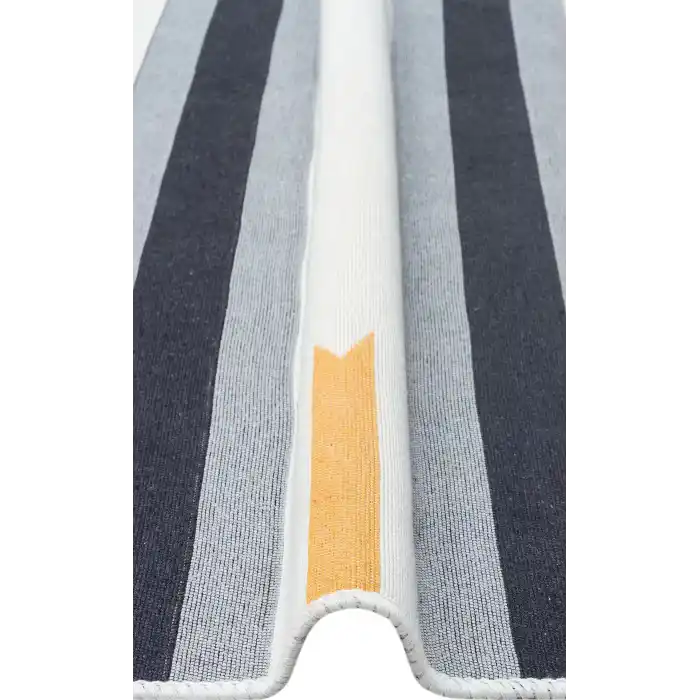 Arya Ar 24 Yellow Antrasit %100 Geri Dönüşümlü Pamuktan Çift Taraflı Yıkanabilir Modern Dekoratif Kilim