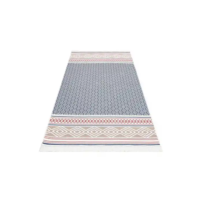 Arya Ar 26 Navy Beige %100 Geri Dönüşümlü Pamuktan Çift Taraflı Yıkanabilir Modern Dekoratif Kilim