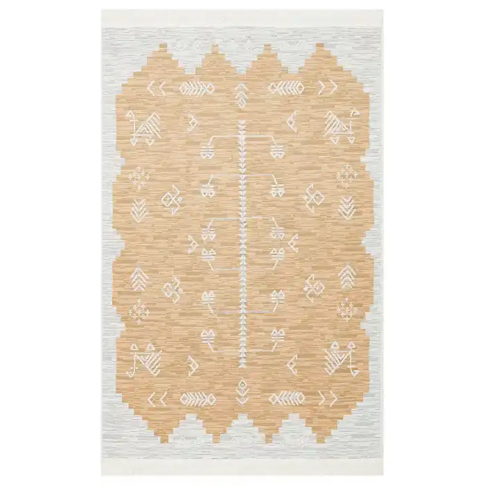 Arya Ar 23 Yellow %100 Geri Dönüşümlü Pamuktan Çift Taraflı Yıkanabilir Modern Dekoratif Kilim