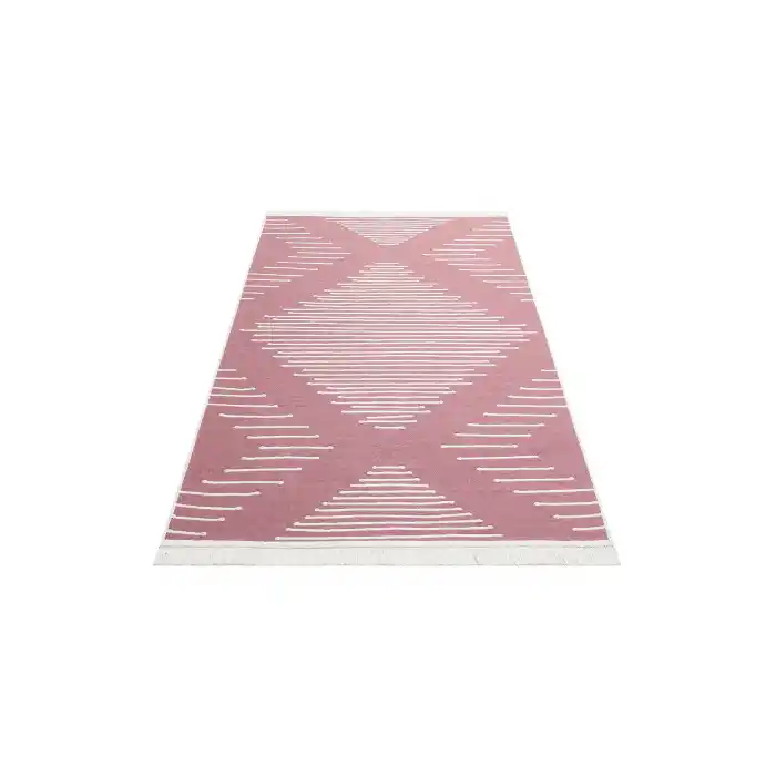 Arya Ar 15 Pink %100 Geri Dönüşümlü Pamuktan Çift Taraflı Yıkanabilir Modern Dekoratif Kilim