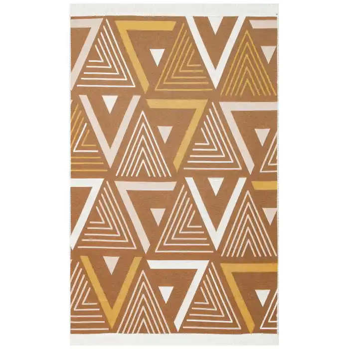 Arya Ar 18 Beige Yellow %100 Geri Dönüşümlü Pamuktan Çift Taraflı Yıkanabilir Modern Dekoratif Kilim