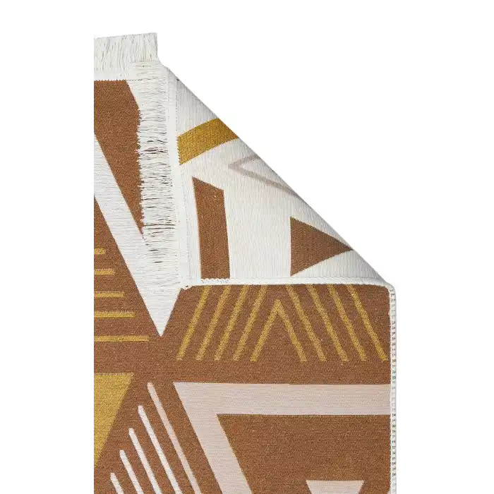 Arya Ar 18 Beige Yellow %100 Geri Dönüşümlü Pamuktan Çift Taraflı Yıkanabilir Modern Dekoratif Kilim